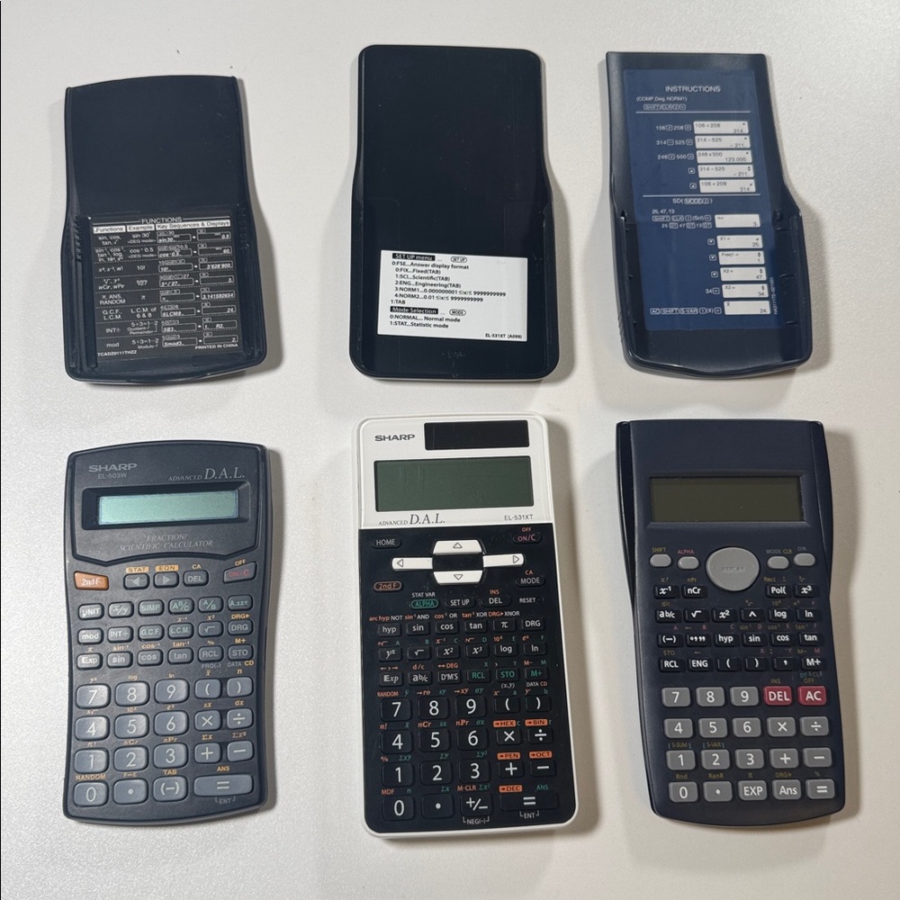 3 calculators Helect 2 line display calculator Scientific Sharp 
DAL, Sharp El
